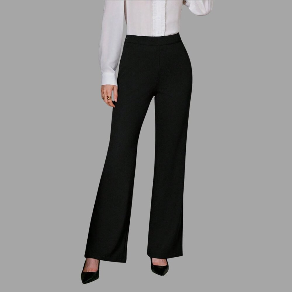 Side Zip Flare Leg Pants Black